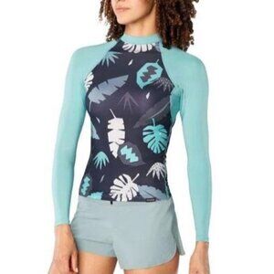 NWT DaKine Surf Flow Snug Fit Palm Blue Longsleeve Rash Guard Large
